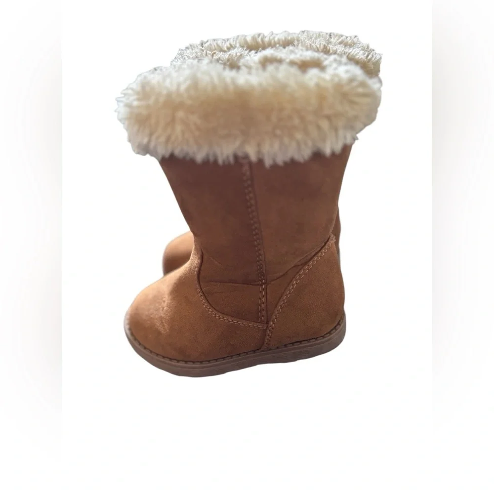 Cat & Jack Faux Suede Fur Lined Boots Sz 5 Toddler Girl Side Zip